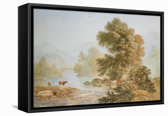 Cattle Watering at a River-John Glover-Framed Premier Image Canvas