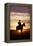 Cattleman Riding Quarter, Paint Horse at Sunset-null-Framed Premier Image Canvas