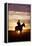 Cattleman Riding Quarter, Paint Horse at Sunset-null-Framed Premier Image Canvas