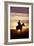 Cattleman Riding Quarter, Paint Horse at Sunset-null-Framed Photographic Print