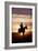 Cattleman Riding Quarter, Paint Horse at Sunset-null-Framed Photographic Print