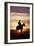 Cattleman Riding Quarter, Paint Horse at Sunset-null-Framed Photographic Print