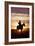 Cattleman Riding Quarter, Paint Horse at Sunset-null-Framed Photographic Print