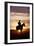 Cattleman Riding Quarter, Paint Horse at Sunset-null-Framed Photographic Print