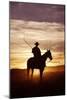 Cattleman Riding Quarter, Paint Horse at Sunset-null-Mounted Photographic Print