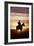 Cattleman Riding Quarter, Paint Horse at Sunset-null-Framed Photographic Print