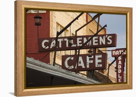 Cattlemen's Cafe Restaurant Sign, Oklahoma City, Oklahoma, USA-Walter Bibikow-Framed Premier Image Canvas