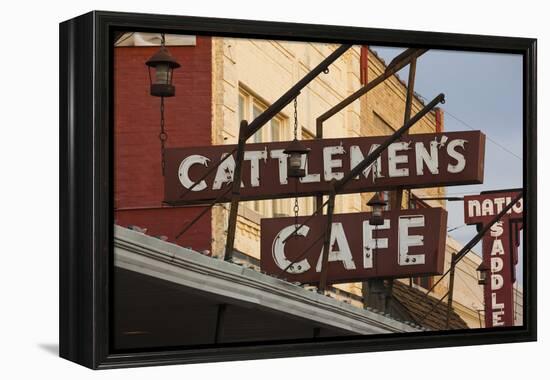 Cattlemen's Cafe Restaurant Sign, Oklahoma City, Oklahoma, USA-Walter Bibikow-Framed Premier Image Canvas