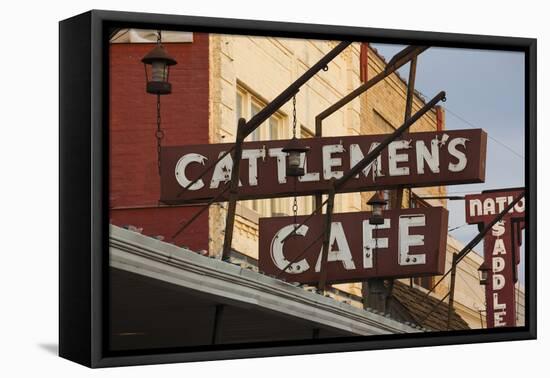 Cattlemen's Cafe Restaurant Sign, Oklahoma City, Oklahoma, USA-Walter Bibikow-Framed Premier Image Canvas