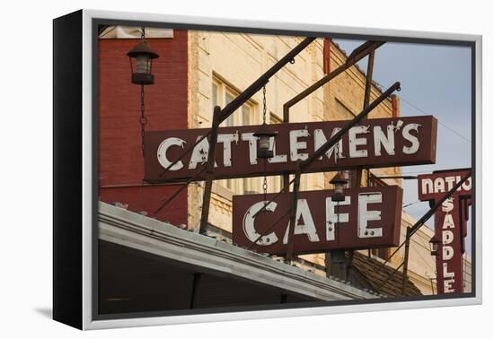 Cattlemen's Cafe Restaurant Sign, Oklahoma City, Oklahoma, USA-Walter Bibikow-Framed Premier Image Canvas