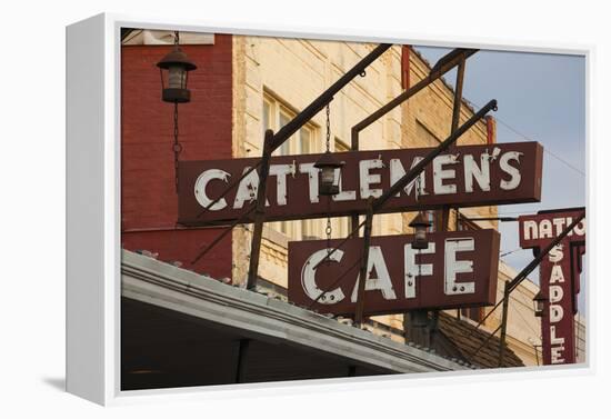 Cattlemen's Cafe Restaurant Sign, Oklahoma City, Oklahoma, USA-Walter Bibikow-Framed Premier Image Canvas