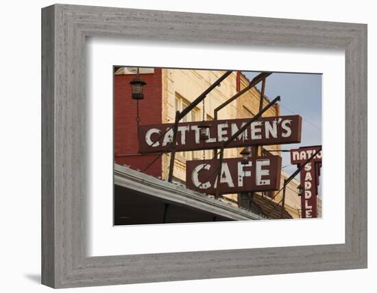 Cattlemen's Cafe Restaurant Sign, Oklahoma City, Oklahoma, USA-Walter Bibikow-Framed Photographic Print