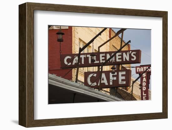 Cattlemen's Cafe Restaurant Sign, Oklahoma City, Oklahoma, USA-Walter Bibikow-Framed Photographic Print