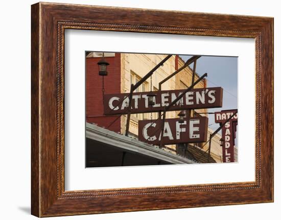 Cattlemen's Cafe Restaurant Sign, Oklahoma City, Oklahoma, USA-Walter Bibikow-Framed Photographic Print