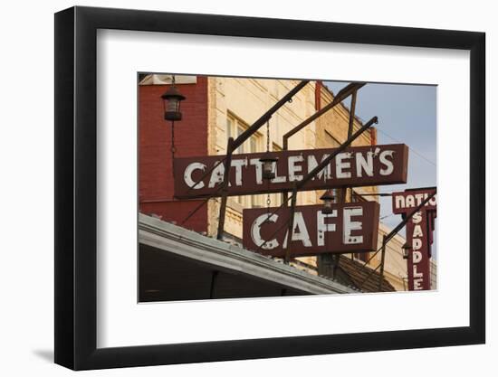 Cattlemen's Cafe Restaurant Sign, Oklahoma City, Oklahoma, USA-Walter Bibikow-Framed Photographic Print