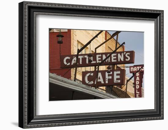 Cattlemen's Cafe Restaurant Sign, Oklahoma City, Oklahoma, USA-Walter Bibikow-Framed Photographic Print