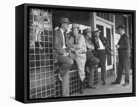 Cattlemen Standing in Front of a Cafe-Dmitri Kessel-Framed Premier Image Canvas