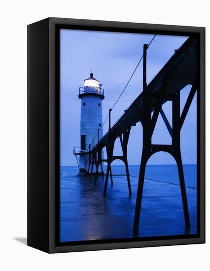 Catwalk to Door of Lighthouse-Walter Bibikow-Framed Premier Image Canvas