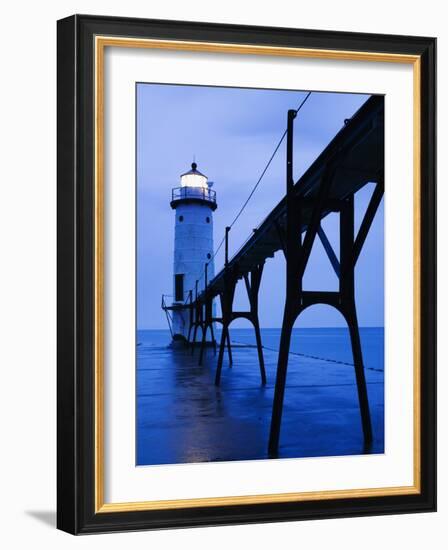 Catwalk to Door of Lighthouse-Walter Bibikow-Framed Photographic Print