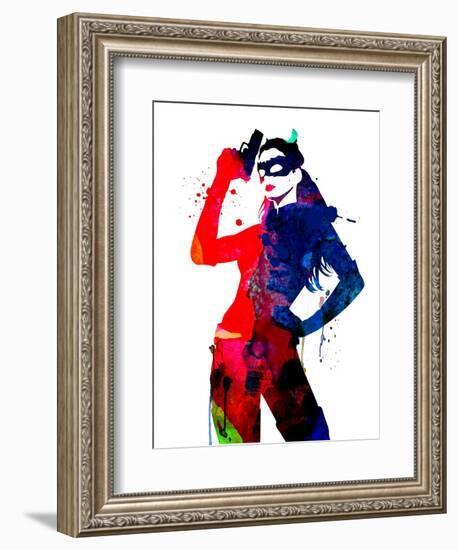 Catwoman Watercolor-Lana Feldman-Framed Premium Giclee Print