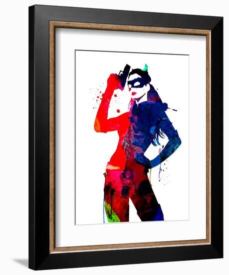 Catwoman Watercolor-Lana Feldman-Framed Premium Giclee Print