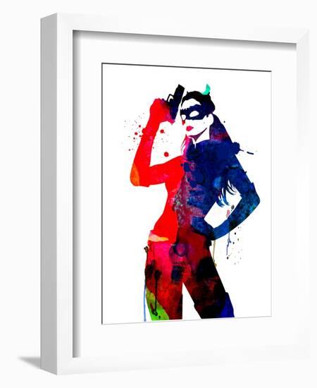 Catwoman Watercolor-Lana Feldman-Framed Premium Giclee Print