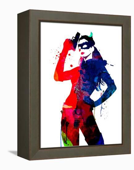 Catwoman Watercolor-Lana Feldman-Framed Stretched Canvas