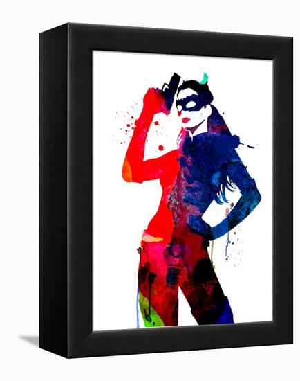 Catwoman Watercolor-Lana Feldman-Framed Stretched Canvas