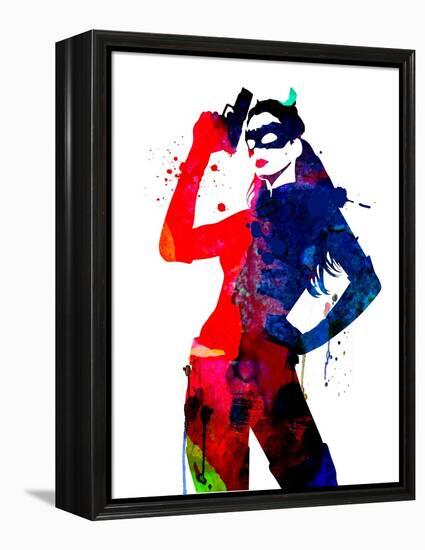Catwoman Watercolor-Lana Feldman-Framed Stretched Canvas