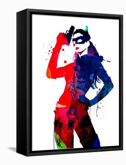 Catwoman Watercolor-Lana Feldman-Framed Stretched Canvas