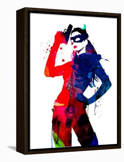 Catwoman Watercolor-Lana Feldman-Framed Stretched Canvas