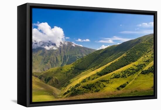Caucasian mountains near Gergeti, Kazbegi mountains-Jan Miracky-Framed Premier Image Canvas