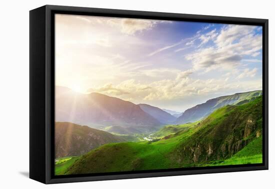 Caucasus Mountains in Georgia. Beautiful Landscape in Kazbeki Region in Georgia-goinyk-Framed Premier Image Canvas