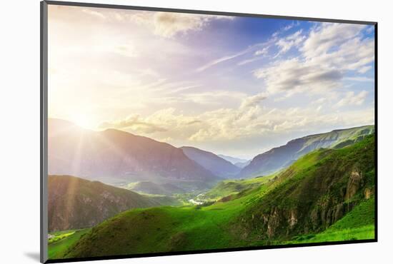 Caucasus Mountains in Georgia. Beautiful Landscape in Kazbeki Region in Georgia-goinyk-Mounted Photographic Print