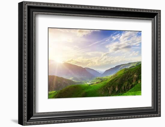 Caucasus Mountains in Georgia. Beautiful Landscape in Kazbeki Region in Georgia-goinyk-Framed Photographic Print