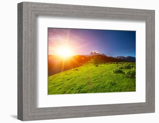 Caucasus Mountains in Georgia. Beautiful Landscape in Kazbeki Region in Georgia-goinyk-Framed Photographic Print