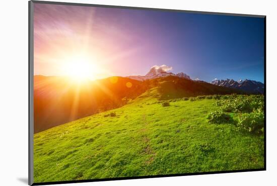 Caucasus Mountains in Georgia. Beautiful Landscape in Kazbeki Region in Georgia-goinyk-Mounted Photographic Print