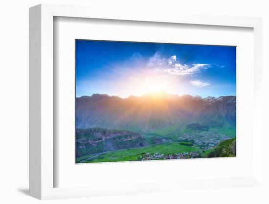 Caucasus Mountains in Georgia. Beautiful Landscape in Kazbeki Region in Georgia-goinyk-Framed Photographic Print