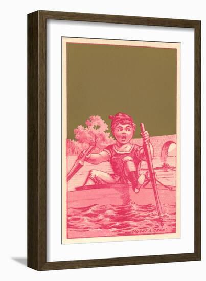 Caught a Crab, Distressed Rower-null-Framed Art Print