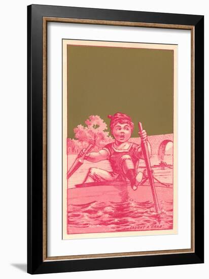 Caught a Crab, Distressed Rower-null-Framed Art Print