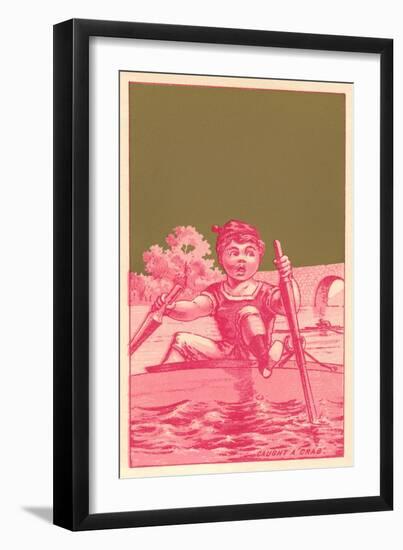 Caught a Crab, Distressed Rower-null-Framed Art Print