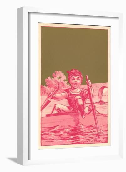 Caught a Crab, Distressed Rower-null-Framed Art Print