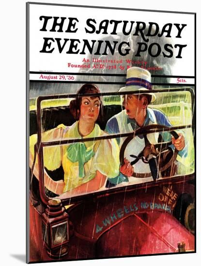 "Caught in the Rain," Saturday Evening Post Cover, August 29, 1936-Albert W. Hampson-Mounted Giclee Print