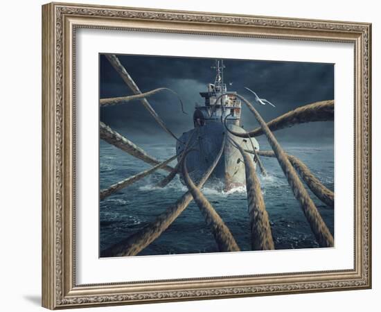 Caught the Ship-Sulaiman Almawash-Framed Photographic Print