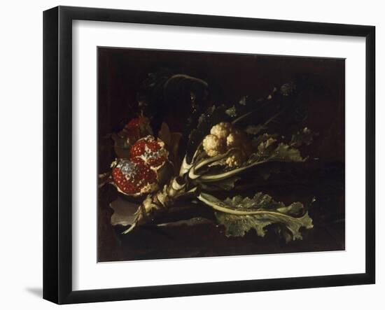 Cauliflower and Pomegranates-Pietro Paolo Bonzi-Framed Giclee Print