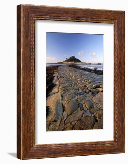 Causeway out to St Michaels Mount at low tide, Cornwall, UK-Ross Hoddinott-Framed Photographic Print