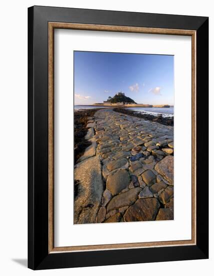 Causeway out to St Michaels Mount at low tide, Cornwall, UK-Ross Hoddinott-Framed Photographic Print