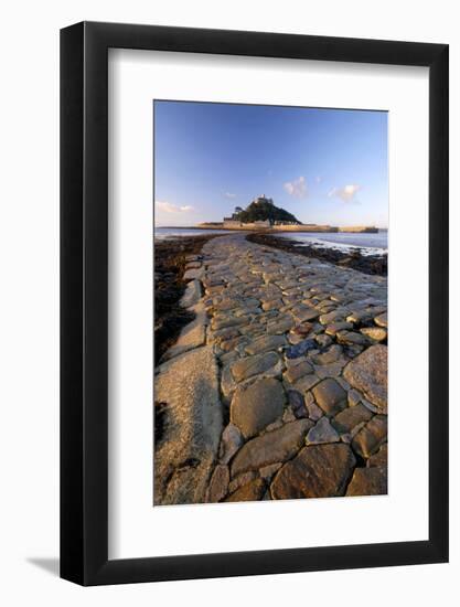 Causeway out to St Michaels Mount at low tide, Cornwall, UK-Ross Hoddinott-Framed Photographic Print