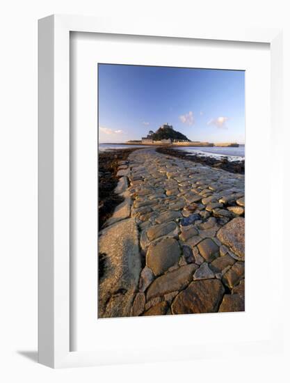 Causeway out to St Michaels Mount at low tide, Cornwall, UK-Ross Hoddinott-Framed Photographic Print