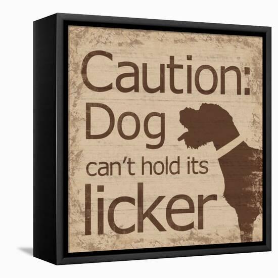 Caution Dog B-Lauren Gibbons-Framed Stretched Canvas